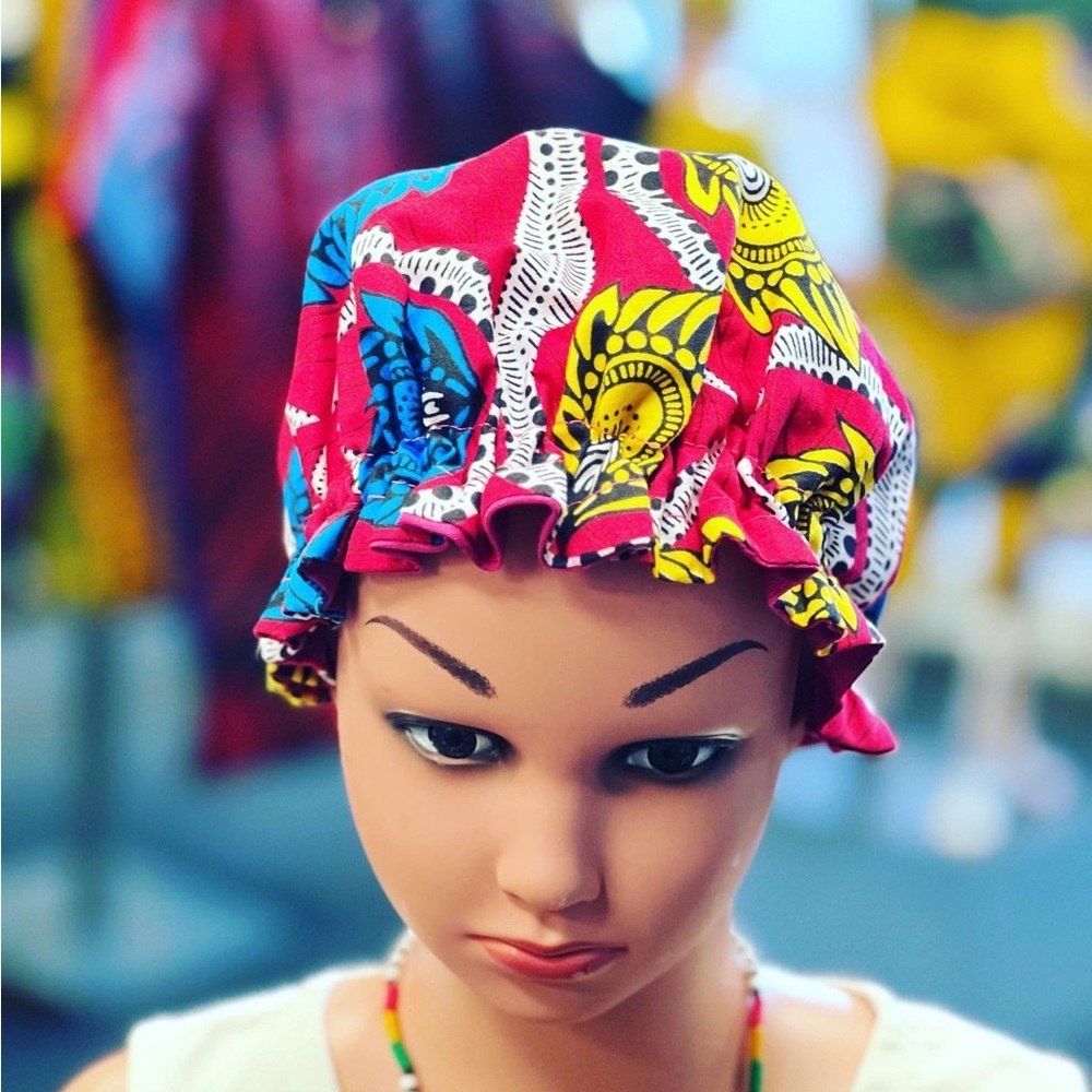 African print girls  Reversible bonnet Two pieces